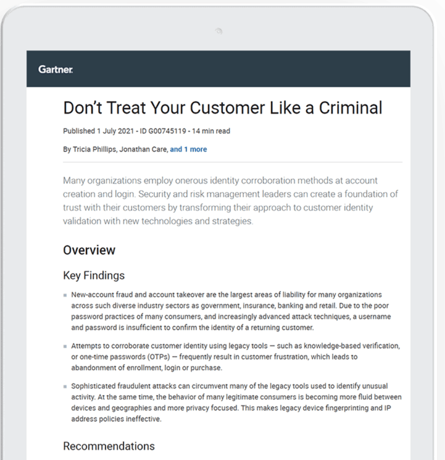 Portada del informe de Gartner Don't Treat Your Customer Like a Criminal Report