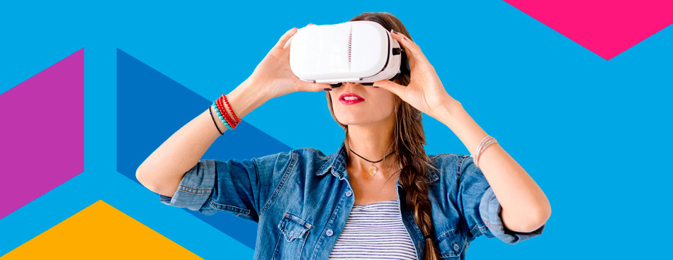 Imagen con una mujer con gafas de realidad virtual