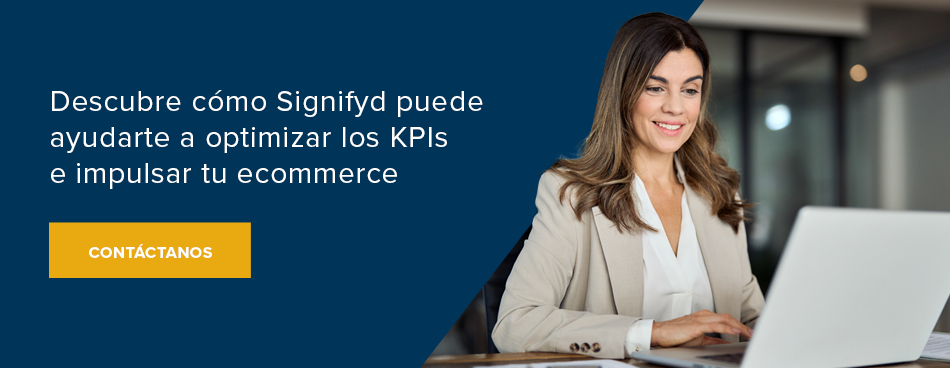 Imagen que llama al lector a aprender más sobre cómo Signifyd puede  optimizar los KPIs e impulsar el ecommerce.